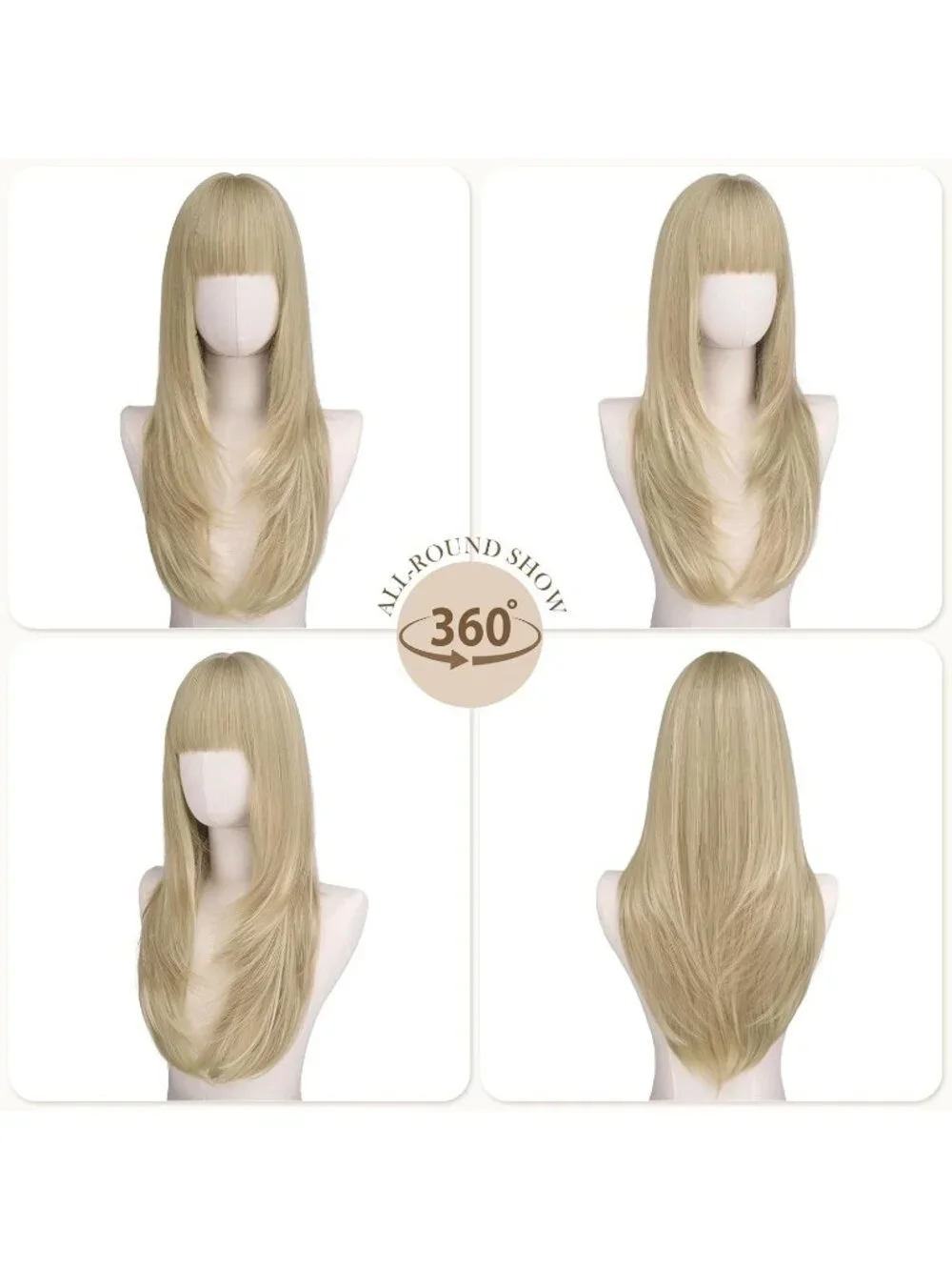 Women's Dirty Blonde 24 Inch Natural Synthetic Long Straight Sleek Layered Wigs